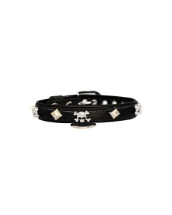 Skull adorned with rhinestones and pyramids - KD01009/40/20/CW/01