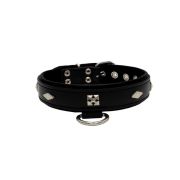 Rhombus with a pom-pom square pyramid with leather inlay – KD01037/50/30/BK/01