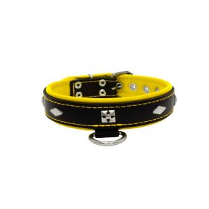 Rhombus with a pom-pom square pyramid with leather inlay – KD01037/50/30/BK/06