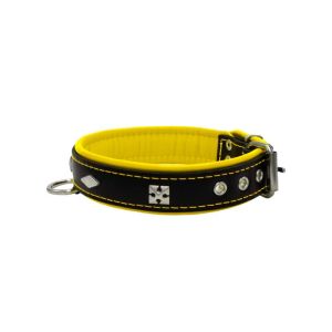 Rhombus with a pom-pom square pyramid with leather inlay – KD01037/50/30/BK/06