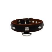 Rhombus with a pom-pom square pyramid with leather inlay – KD01037/50/30/BK/08
