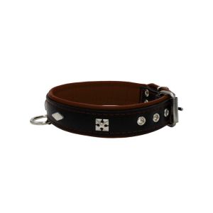 Rhombus with a pom-pom square pyramid with leather inlay – KD01037/50/30/BK/08