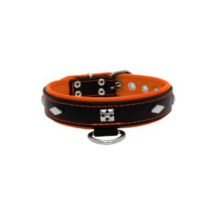 Rhombus with a pom-pom square pyramid with leather inlay – KD01037/50/30/BK/11