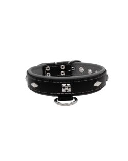 Rhombus with a pom-pom square pyramid with leather inlay - KD01037/50/30/BK/12