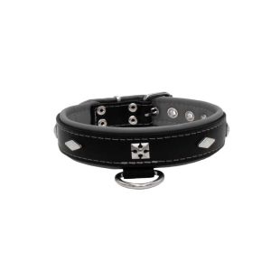 Rhombus with a pom-pom square pyramid with leather inlay – KD01037/50/30/BK/12