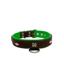 Rhombus with a pom-pom square pyramid with leather inlay - KD01037/50/30/BR/05