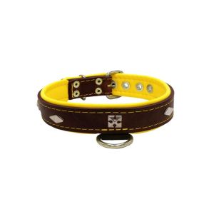 Rhombus with a pom-pom square pyramid with leather inlay – KD01037/50/30/BR/06