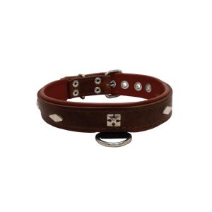 Rhombus with a pom-pom square pyramid with leather inlay – KD01037/50/30/BR/08