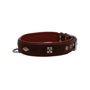 Rhombus with a pom-pom square pyramid with leather inlay – KD01037/50/30/BR/08