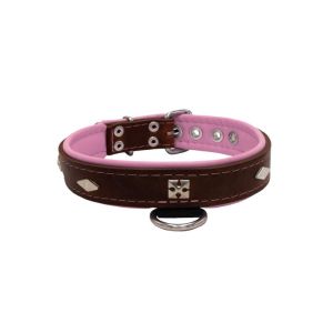 Rhombus with a pom-pom square pyramid with leather inlay – KD01037/50/30/BR/10