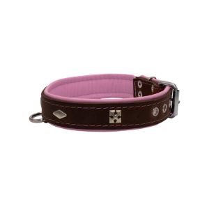 Rhombus with a pom-pom square pyramid with leather inlay – KD01037/50/30/BR/10