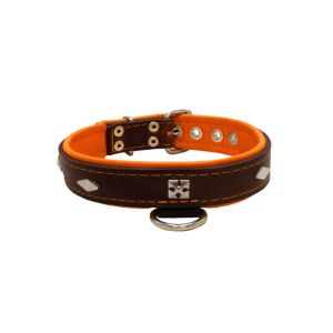 Rhombus with a pom-pom square pyramid with leather inlay – KD01037/50/30/BR/11