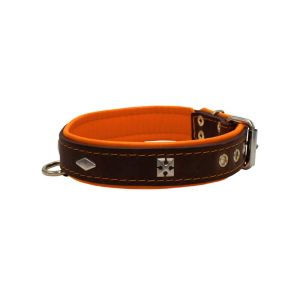 Rhombus with a pom-pom square pyramid with leather inlay – KD01037/50/30/BR/11