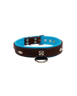 Rhombus with a pom-pom square pyramid with leather inlay - KD01037/50/30/BR/14