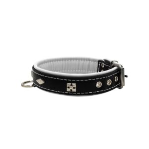 Rhombus with a pom-pom square pyramid with leather inlay – KD01037/55/30/BK/02