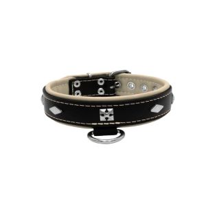 Rhombus with a pom-pom square pyramid with leather inlay – KD01037/55/30/BK/09