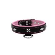 Rhombus with a pom-pom square pyramid with leather inlay – KD01037/55/30/BK/10
