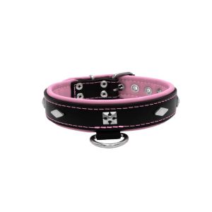 Rhombus with a pom-pom square pyramid with leather inlay – KD01037/55/30/BK/10