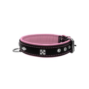 Rhombus with a pom-pom square pyramid with leather inlay – KD01037/55/30/BK/10