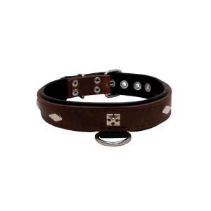 Rhombus with a pom-pom square pyramid with leather inlay – KD01037/55/30/BR/01