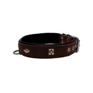 Rhombus with a pom-pom square pyramid with leather inlay – KD01037/55/30/BR/01