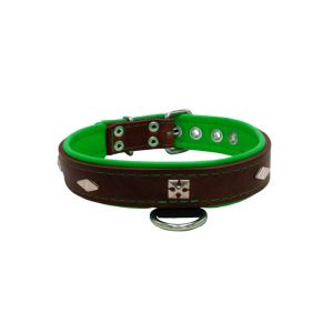 Rhombus with a pom-pom square pyramid with leather inlay – KD01037/55/30/BR/05