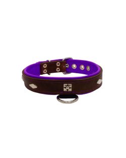 Rhombus with a pom-pom square pyramid with leather inlay - KD01037/55/30/BR/07