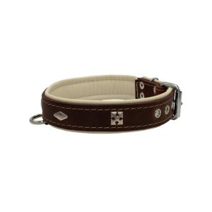 Rhombus with a pom-pom square pyramid with leather inlay – KD01037/55/30/BR/09