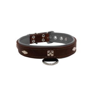 Rhombus with a pom-pom square pyramid with leather inlay – KD01037/55/30/BR/12