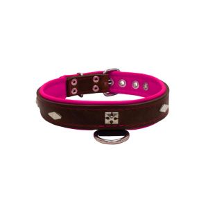 Rhombus with a pom-pom square pyramid with leather inlay – KD01037/55/30/BR/13