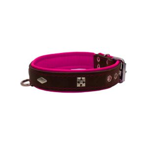 Rhombus with a pom-pom square pyramid with leather inlay – KD01037/55/30/BR/13