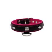 Rhombus with a pom-pom square pyramid with leather inlay – KD01037/60/30/BK/13