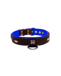 Rhombus with a pom-pom square pyramid with leather inlay - KD01037/60/30/BR/03