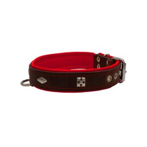 Rhombus with a pom-pom square pyramid with leather inlay – KD01037/60/30/BR/04