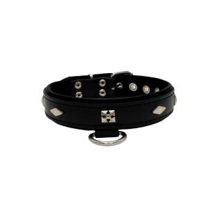 Rhombus with a pom-pom square pyramid with leather inlay – KD01037/65/30/BK/01