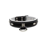 Rhombus with a pom-pom square pyramid with leather inlay – KD01037/65/30/BK/02