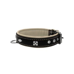 Rhombus with a pom-pom square pyramid with leather inlay – KD01037/65/30/BK/09