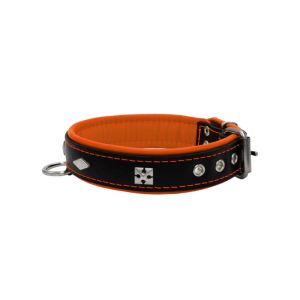 Rhombus with a pom-pom square pyramid with leather inlay – KD01037/65/30/BK/11