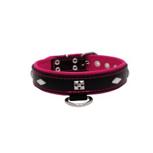 Rhombus with a pom-pom square pyramid with leather inlay – KD01037/65/30/BK/13