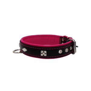 Rhombus with a pom-pom square pyramid with leather inlay – KD01037/65/30/BK/13