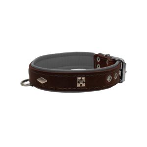 Rhombus with a pom-pom square pyramid with leather inlay – KD01037/65/30/BR/12