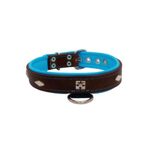 Rhombus with a pom-pom square pyramid with leather inlay – KD01037/65/30/BR/14