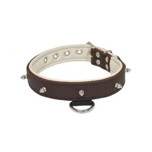 10mm metal studs with leather inlay – KD01038/60/30/BR/09