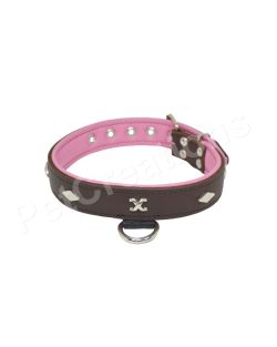 Rombo cuadrardo y forma de cadena con incrustaciones de cuero - KD01039/60/30/BR/10