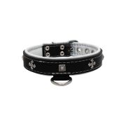 Medieval cross-shaped metal motifs and carved pyramids with leather inlay – KD01041/50/30/BK/02