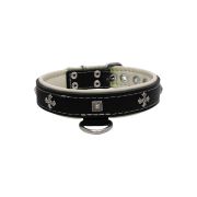 Medieval cross-shaped metal motifs and carved pyramids with leather inlay – KD01041/50/30/BK/09