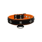 Medieval cross-shaped metal motifs and carved pyramids with leather inlay – KD01041/50/30/BK/11