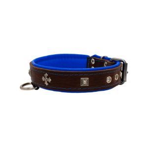 Medieval cross-shaped metal motifs and carved pyramids with leather inlay – KD01041/50/30/BR/03