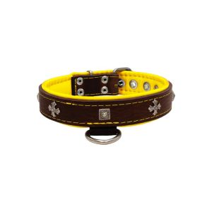 Medieval cross-shaped metal motifs and carved pyramids with leather inlay – KD01041/50/30/BR/06