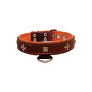 Medieval cross-shaped metal motifs and carved pyramids with leather inlay – KD01041/50/30/BR/11